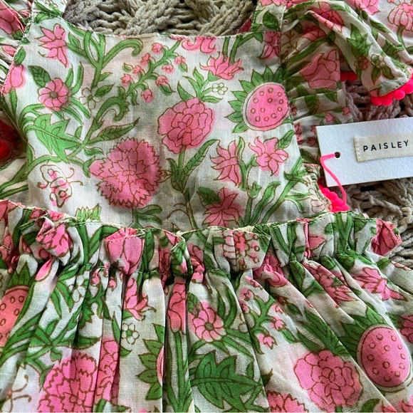 New Paisley Magic Pink Floral Romper Bubble Outfit Neon pink Trim size 2 - Picture 5 of 14